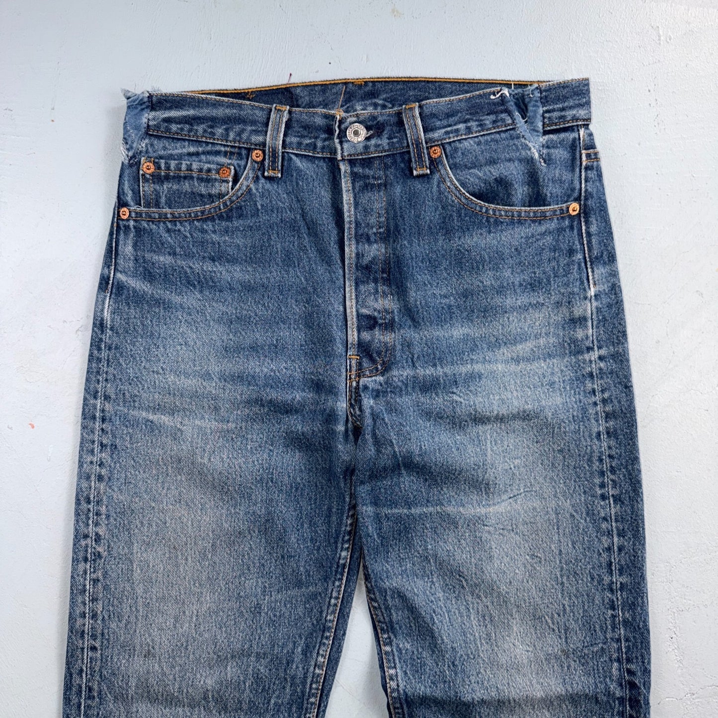 Levis 501 Vintage 90s USA XX Straight Leg Jeans Blue Altered 31x34 Act 30x29