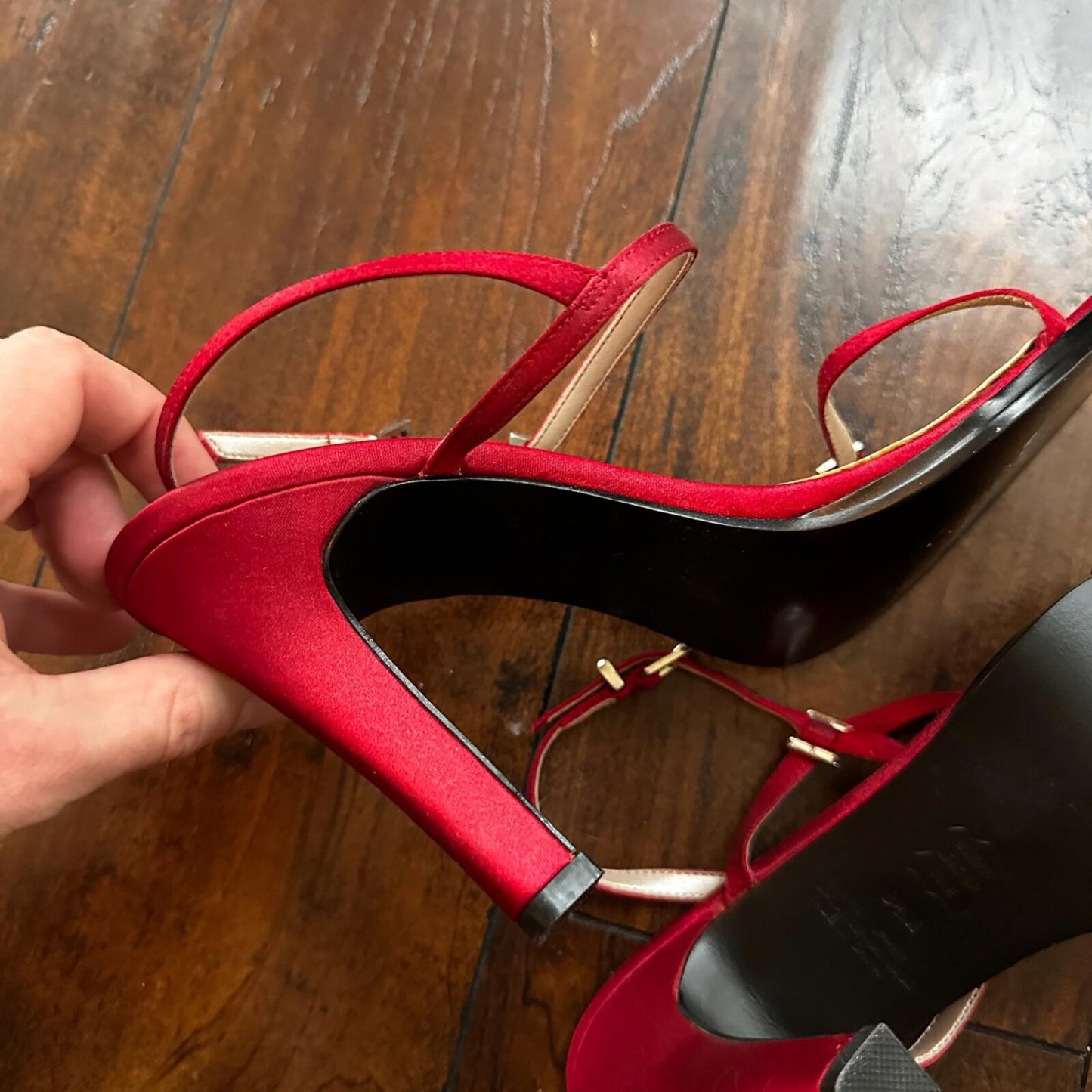 Sam & Libby Diva Sl Red Women Size 8.5 M Sandal Heels Ankle Strap Sexy Nice