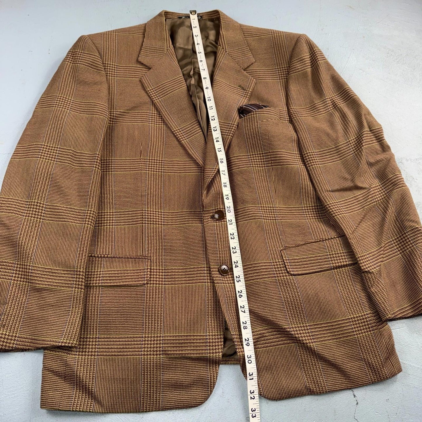 Christian Dior VTG Blazer Mens Brown Plaid Suit Jacket Sport Coat Monsieur 42