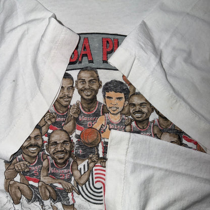 VTG 1990 NBA Playoffs Portland Trailblazers Caricature Salem Shirt T-Shirt Sz XL