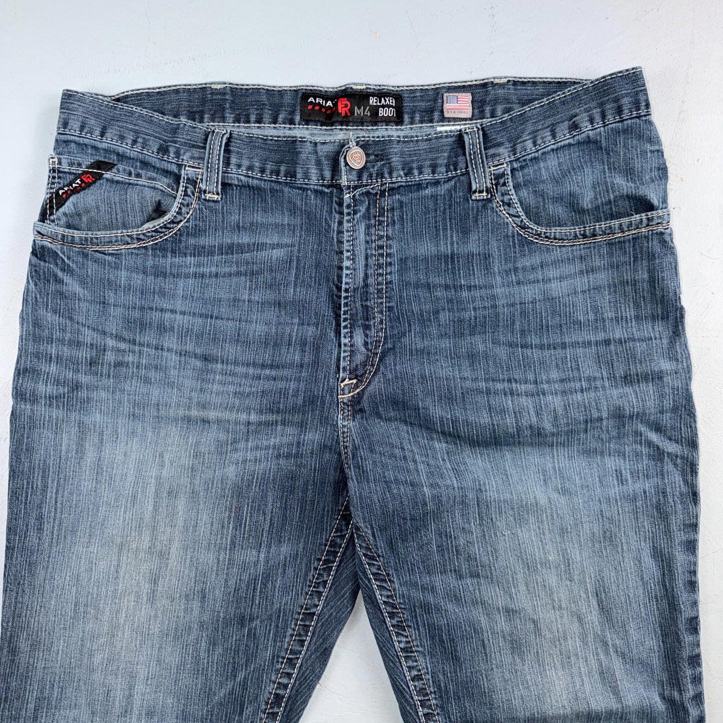 Ariat M4 FR Jeans Mens Blue Flame Resistant Cat 2 Relaxed Boot Cut 42x30 Denim