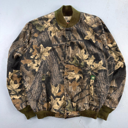 Vintage 80s Mossy Oak Camo Cotton Snap Bomber Jacket Size M USA Rare
