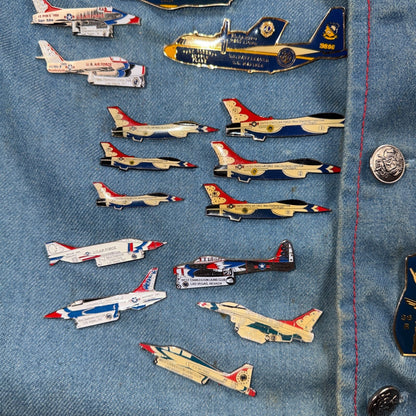 VTG 70s Denim Biker Vest Pins Patches Rare Paisley Hippie Era 1970s Military