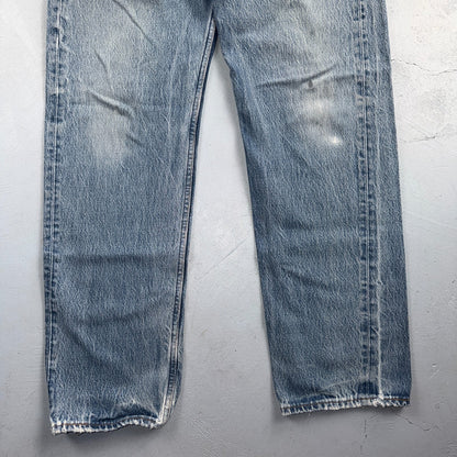 Levis 501 Vintage 90s USA XX Straight Leg Jeans Blue Light Wash 38x34 Act 34x29