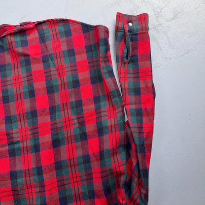 VTG Five Brother Shirt Mens M Shadow Plaid Flannel USA Red 1980s 80s Green Red