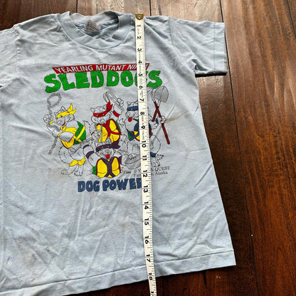 Teenage Mutant Ninja Turtles Dogs Sleddogs Vintage T Shirt 80s Kids S Alaska Rap