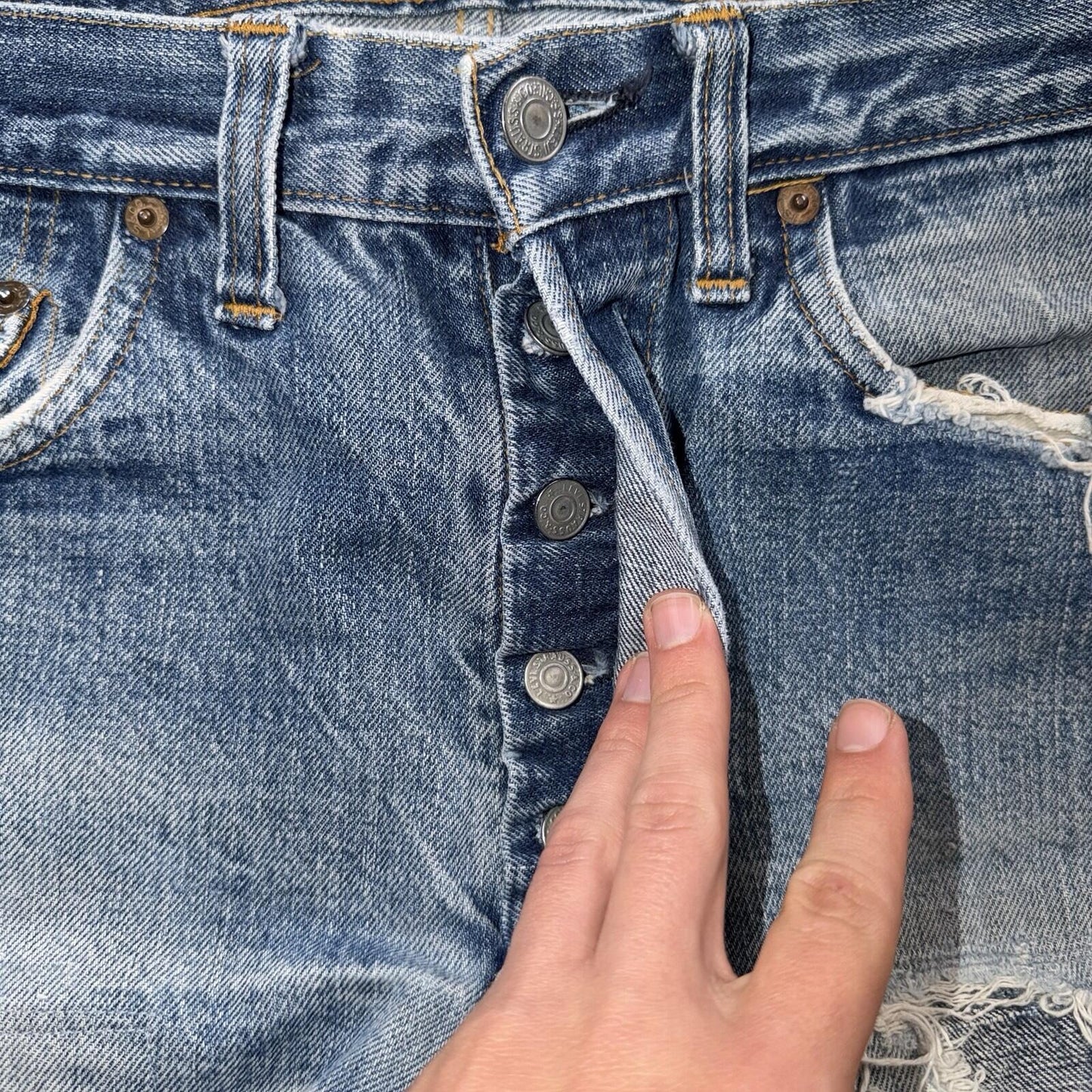 Levis 501 Vintage 70s SS Redline Selvedge USA XX Jeans Light Wash 32x28 Skinny