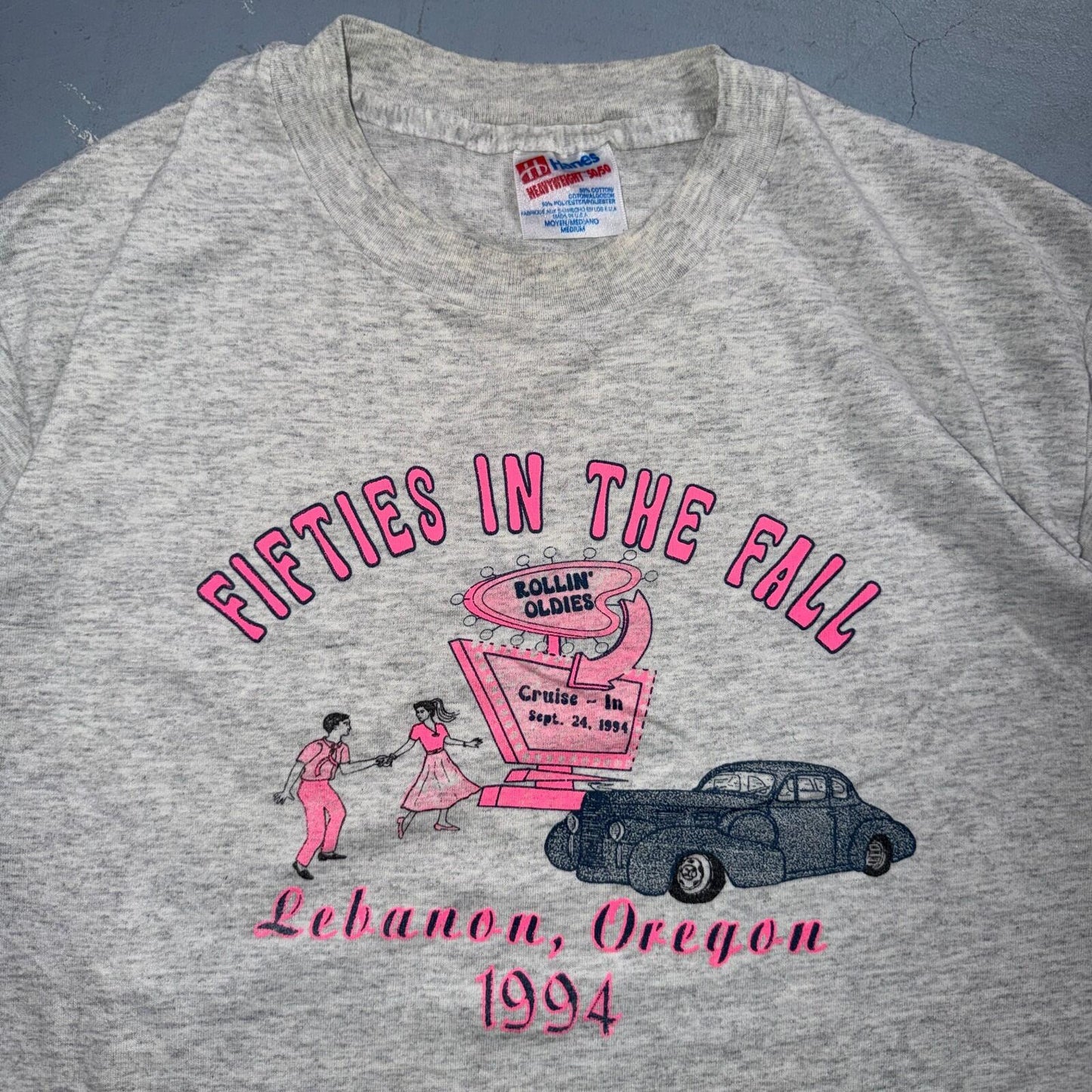 50s in the Fall VTG T Shirt 90s Rockabilly Cars Lebanon Oregon Elvis Graphic