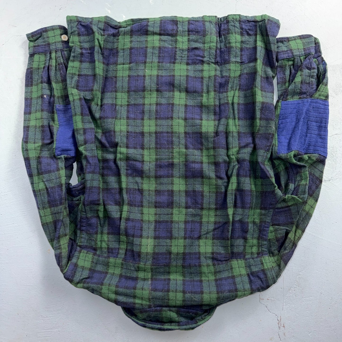 VTG 60s Golden Line Blackwatch Plaid Wool Shirt Loop Collar Rockabilly Japan