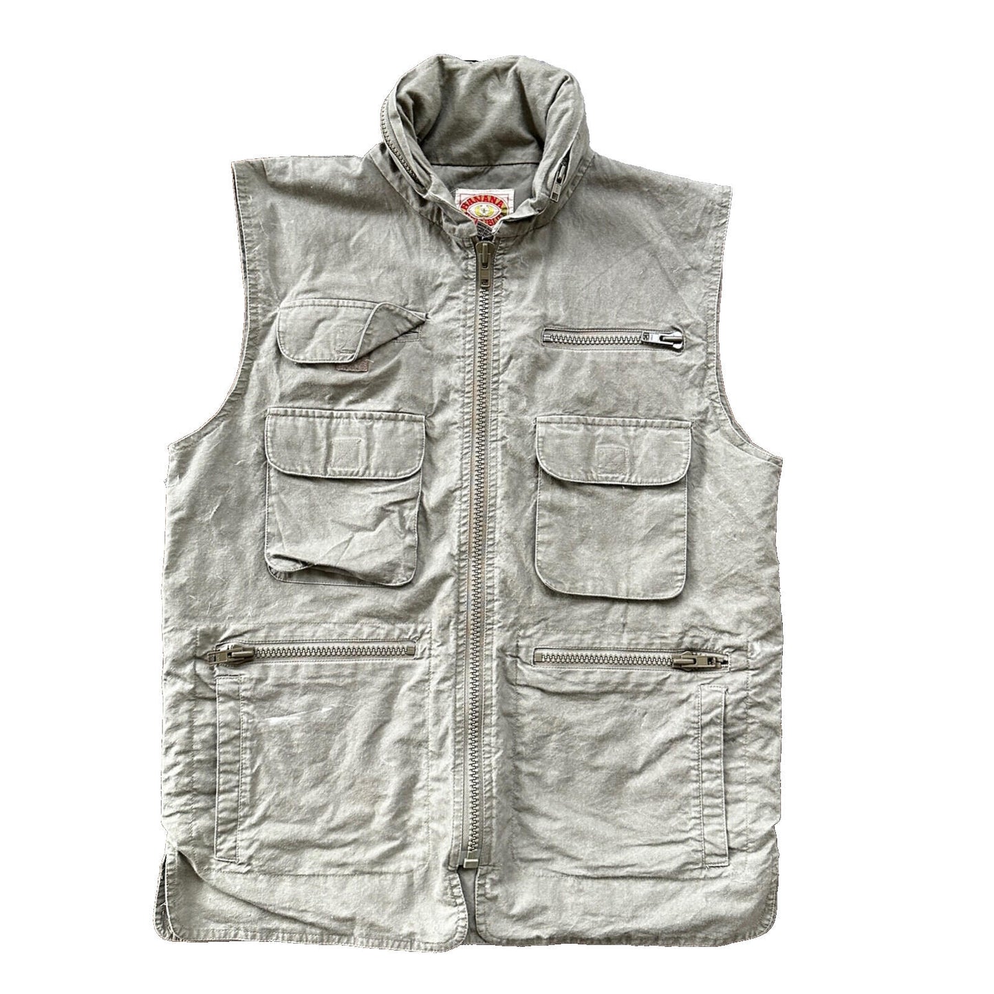 Vtg Banana Republic Size S Safari Travel Vest Animal Print RARE 70s