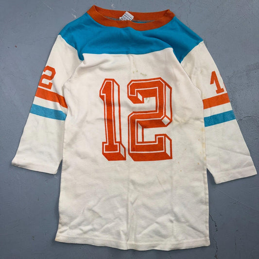 Vintage 70s Ego Trix T-Shirt Jersey Raglan USA Blue Orange #12 Distressed