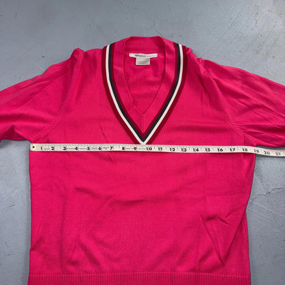 Nike Golf Women's V Neck Sweater Long Sleeve Pullover Athletic Top Medium Pink