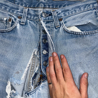 Levis 501 Vintage 80s Redline Selvedge USA XX Jeans Light Wash 32x30 Act 30x28