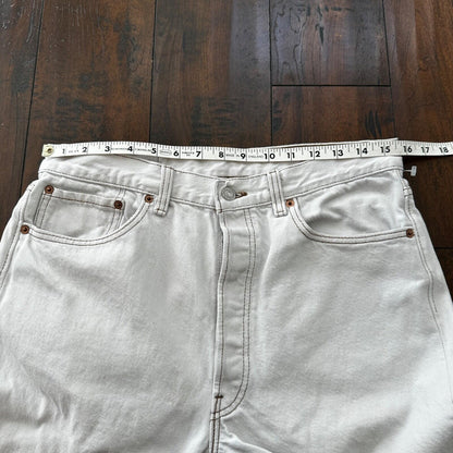 Vintage 90s Levis 501 USA 34x34 Tag Jeans 80s White Bleach Wash Act Worn 31x30