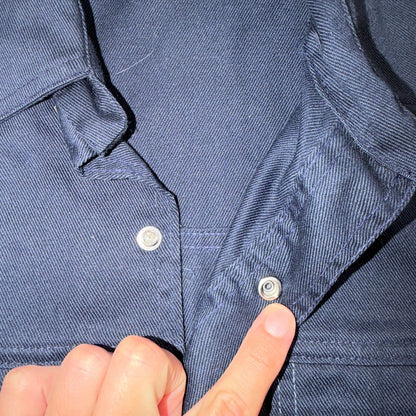 VTG 70s JC Penney Navy Work Shirt Button Front Chore Utility Rockabilly Workwear