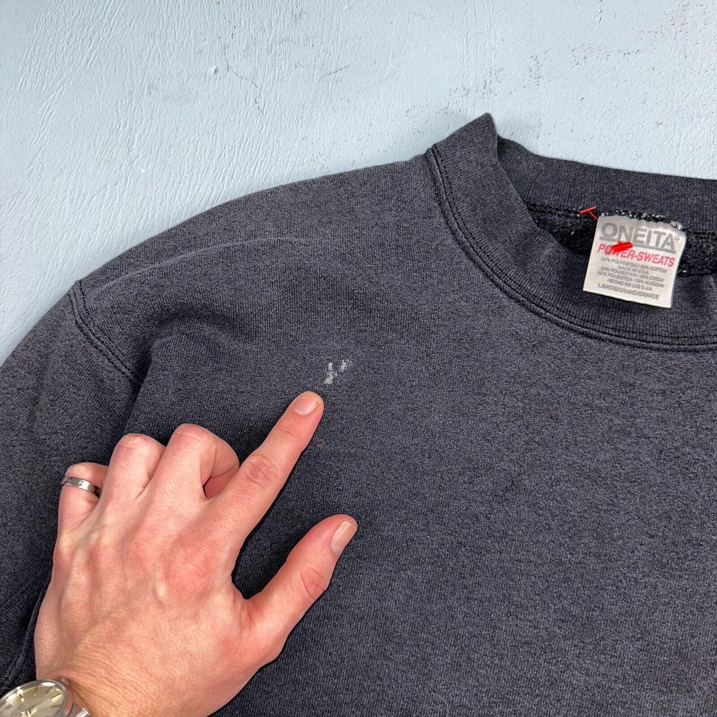 Oneita Shark Sweatshirt L 1990s VTG Crewneck Dive Swim Black Ocean Rap Fish