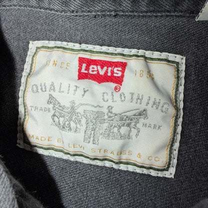 Levis Red Tab Black Denim Longsleeve Button Up Shirt Size M VTG Style Faded