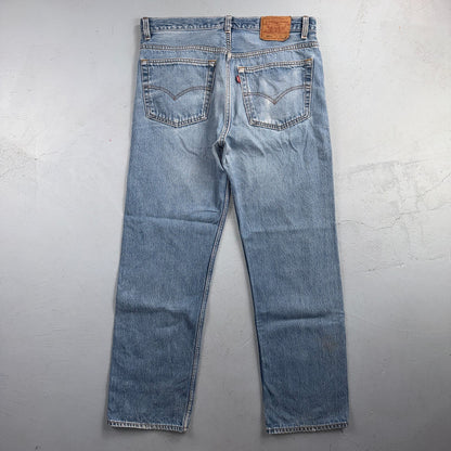 Levis 501 Vintage 90s USA XX Straight Leg Jeans Blue Light Wash 38x32 Act 35x28