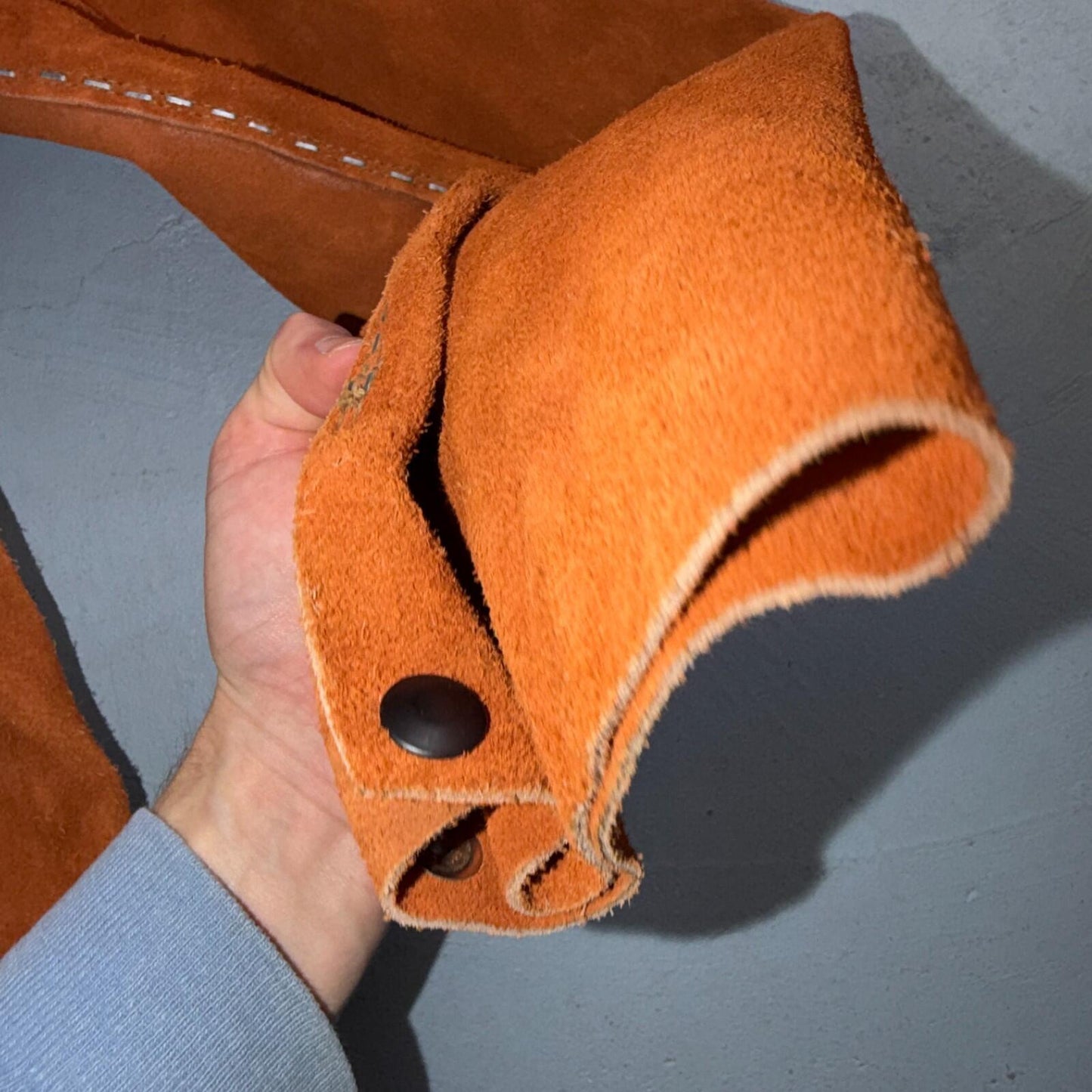 VTG 60s 50s Brown Suede Leather Button Jacket Western Snap Rockabilly Staple
