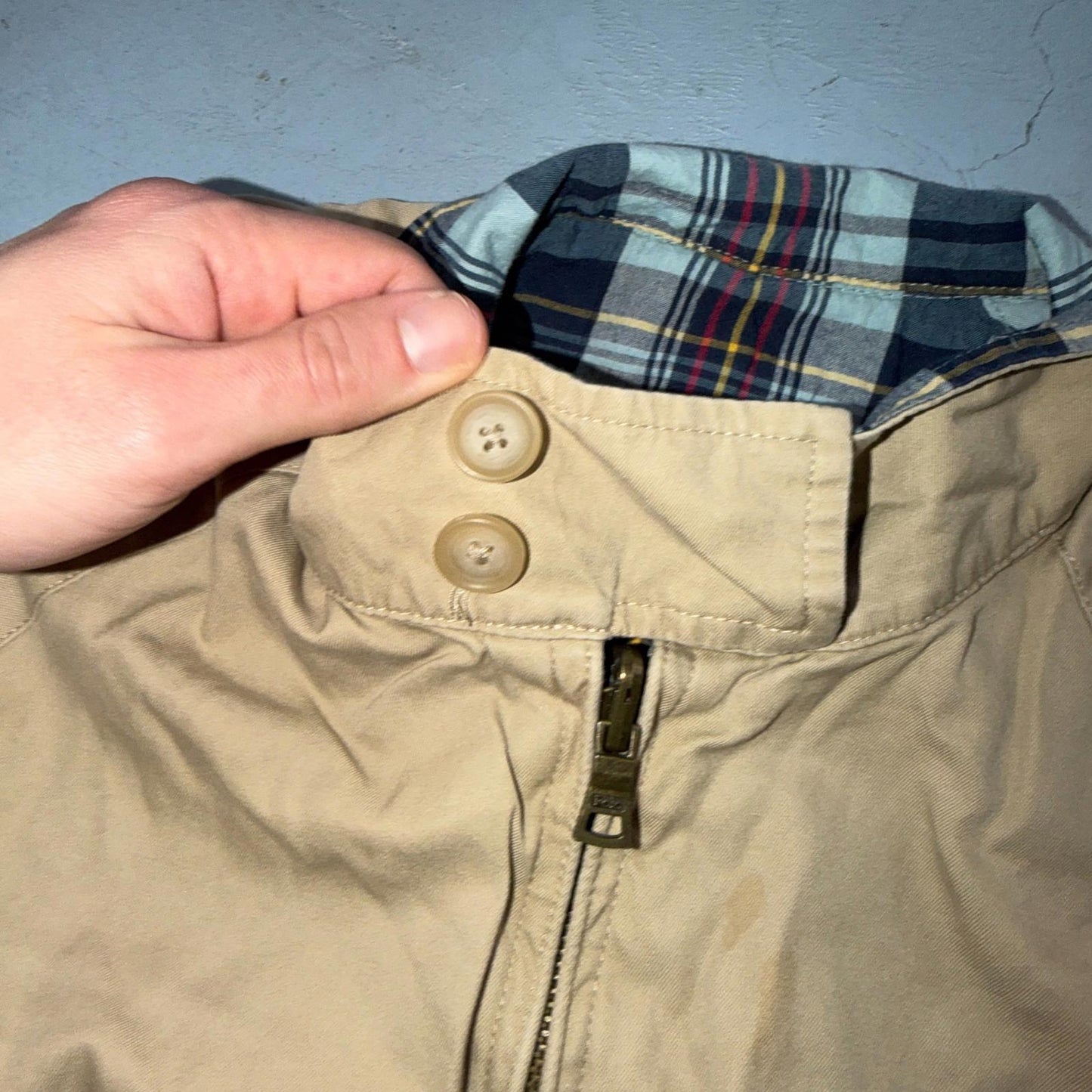 Polo Ralph Lauren Vintage Reversible Plaid Tan Jacket Coat Cotton M Rare 90s