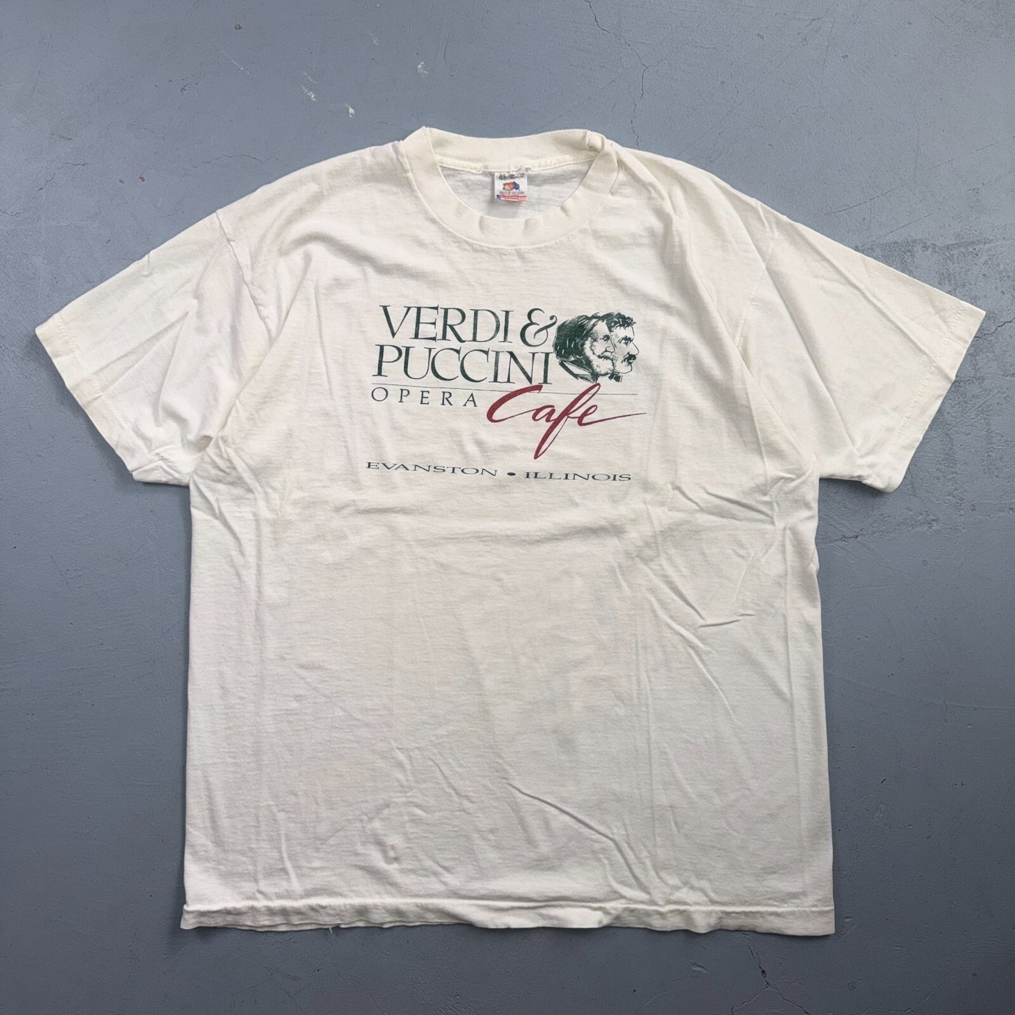 VTG 90s Verdi Puccini Opera Cafe Evanston Illinois Restaurant T Shirt Lincoln
