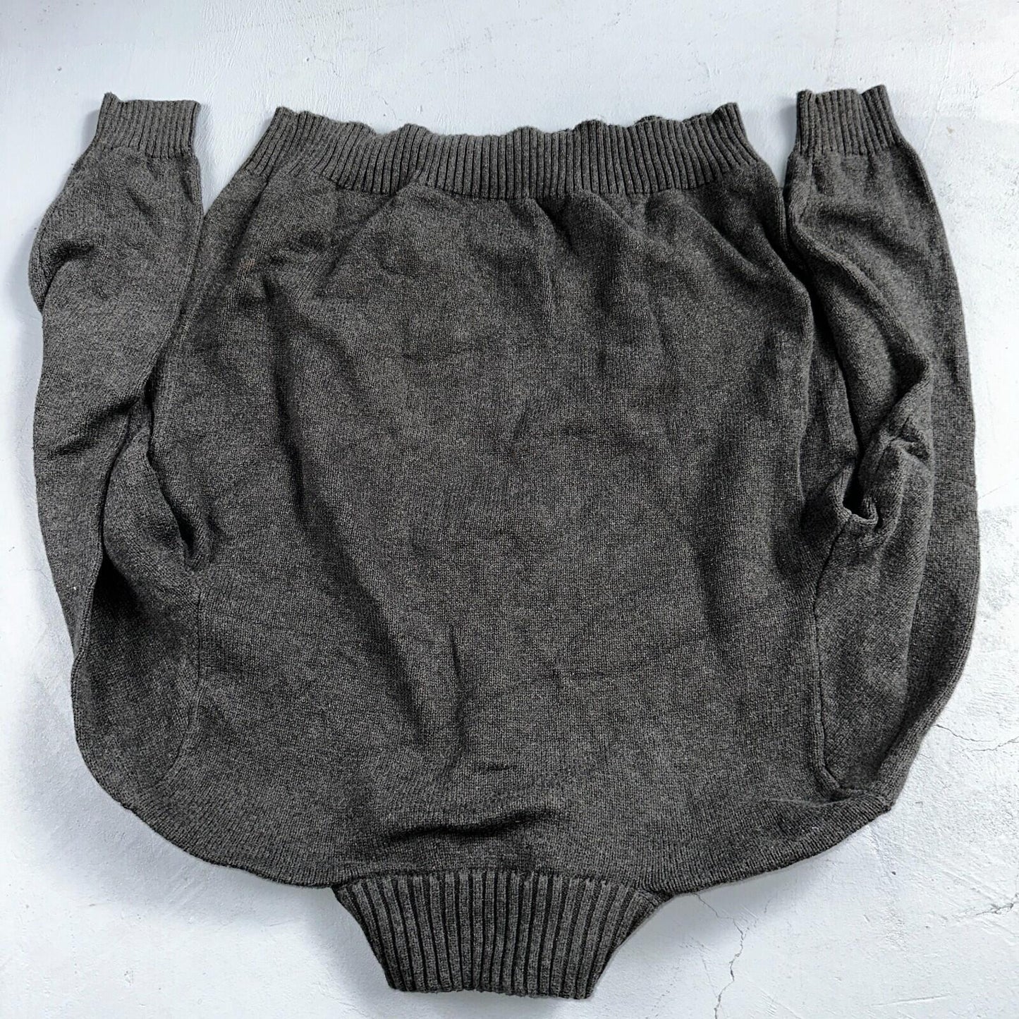 Polo Ralph Lauren Sweater VTG L Gray Cotton Long Sleeve Mock Neck Quarter Zip