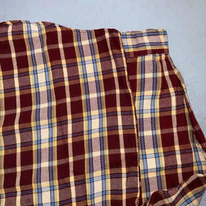 VTG 70s Burgundy Plaid Heavy Flannel Work Shirt Grunge Button Front Penneys Mac