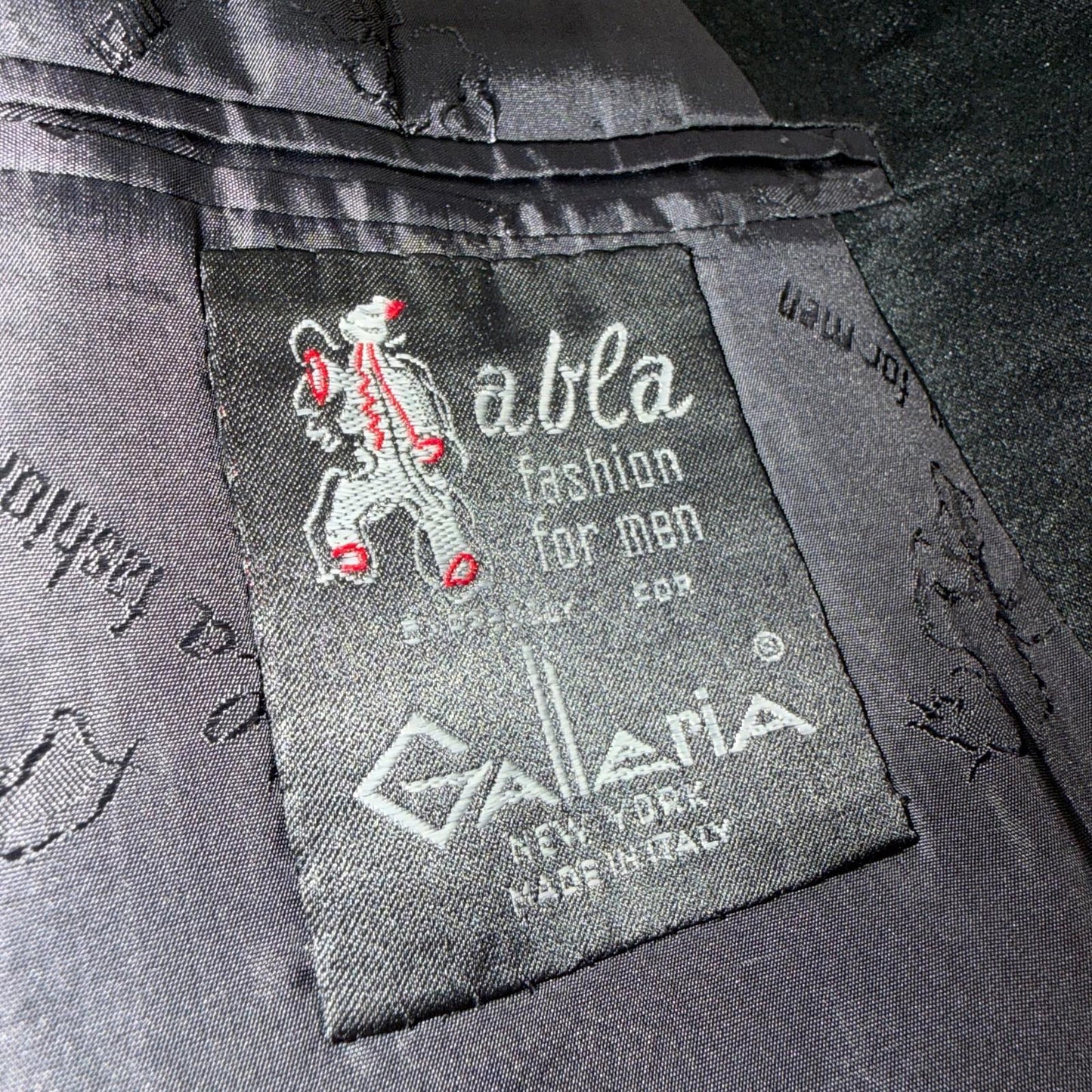 VTG 2Pc ABLA Italy Double Breasted Jacket 42 Silk Black Tux Lapel Fits Tuexedo