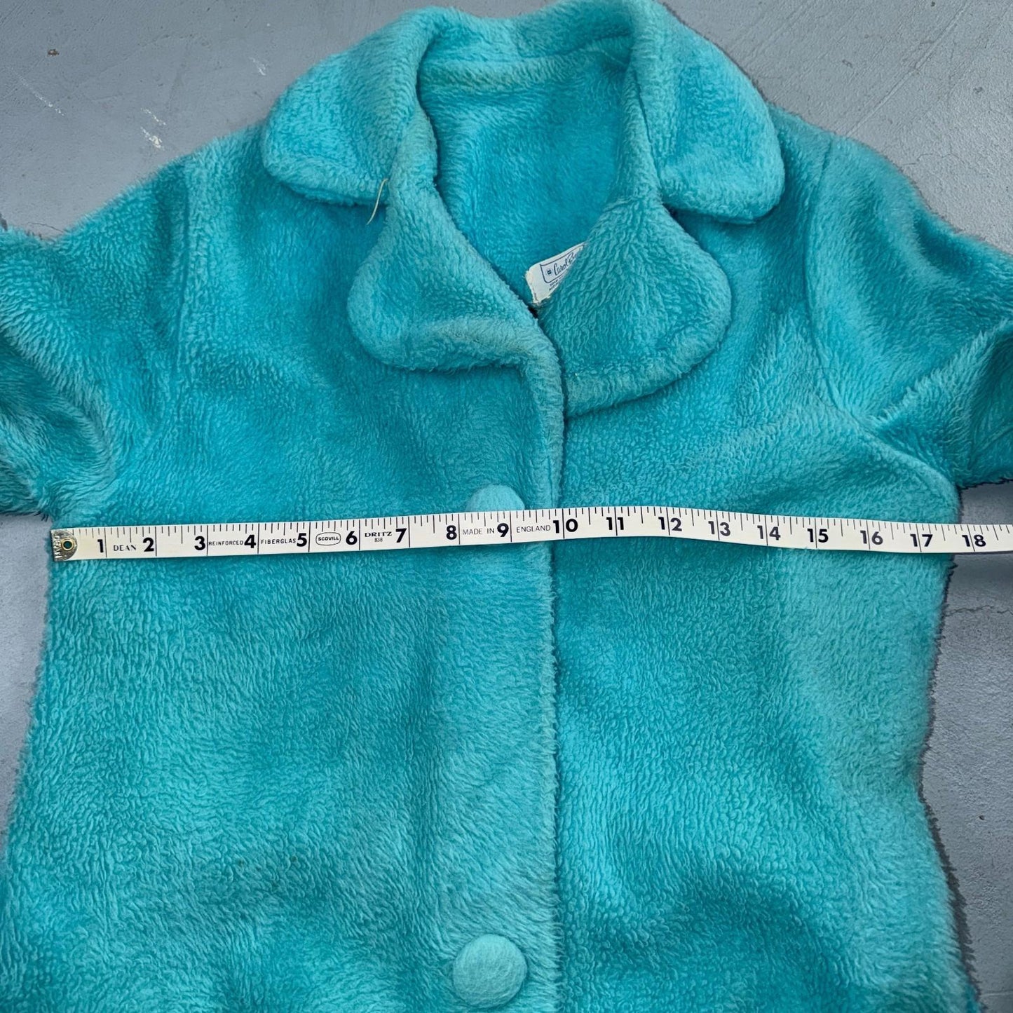 Carol Brent 1950s VTG Blue Fuzzy Rockabilly 50s Robe Bath Button Fancy Cute