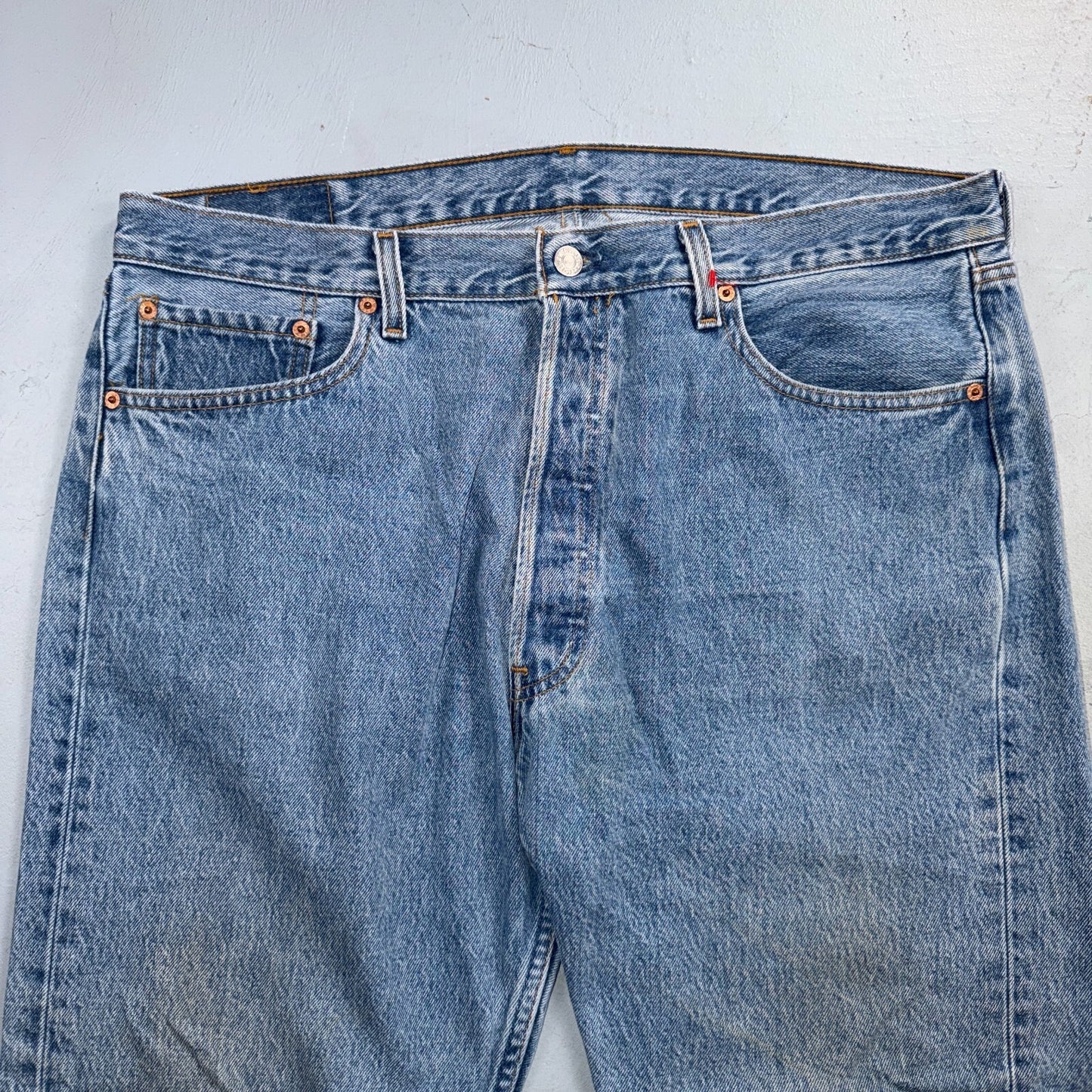 Levis 501 Vintage 90s USA XX Straight Leg Jeans Blue Light Wash 38x30 Act 38x25