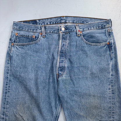 Levis 501 Vintage 90s USA XX Straight Leg Jeans Blue Light Wash 38x30 Act 38x25