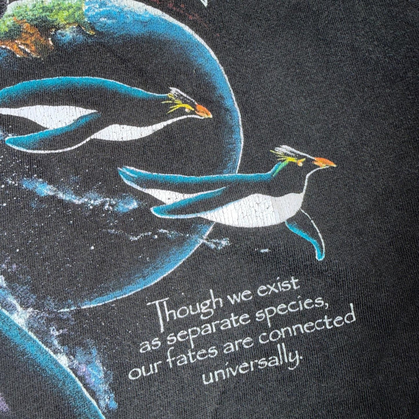 VTG 1990s Harlequin Space Galaxy Wildlife Epic Dolphin Whale Animal T Shirt L