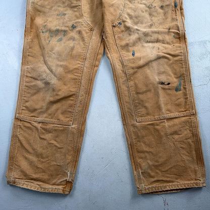 Carhartt VTG Double Knee Carpenter Pants B01 USA BRN Brown 38x30 Thrashed