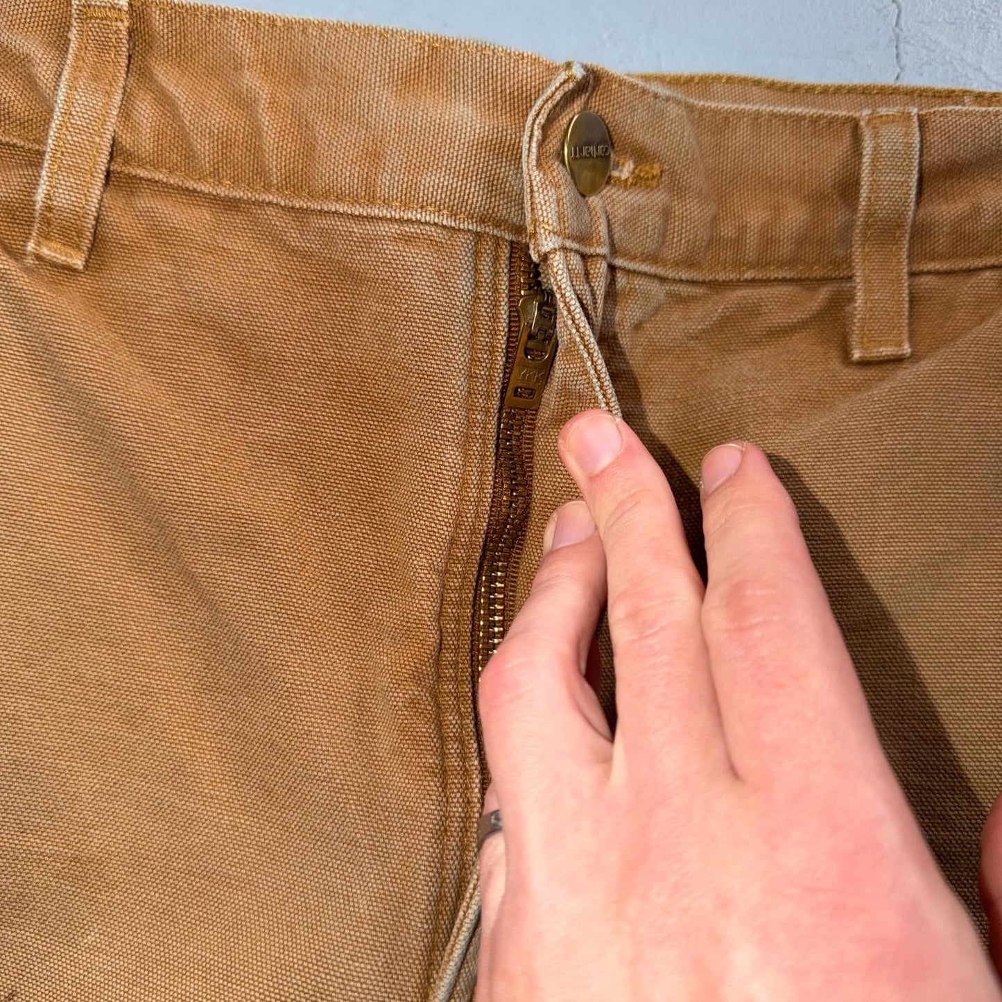 Carhartt Carpenter Pants Duck Canvas Flannel Lined B111 BRN Workwear Men 32x32