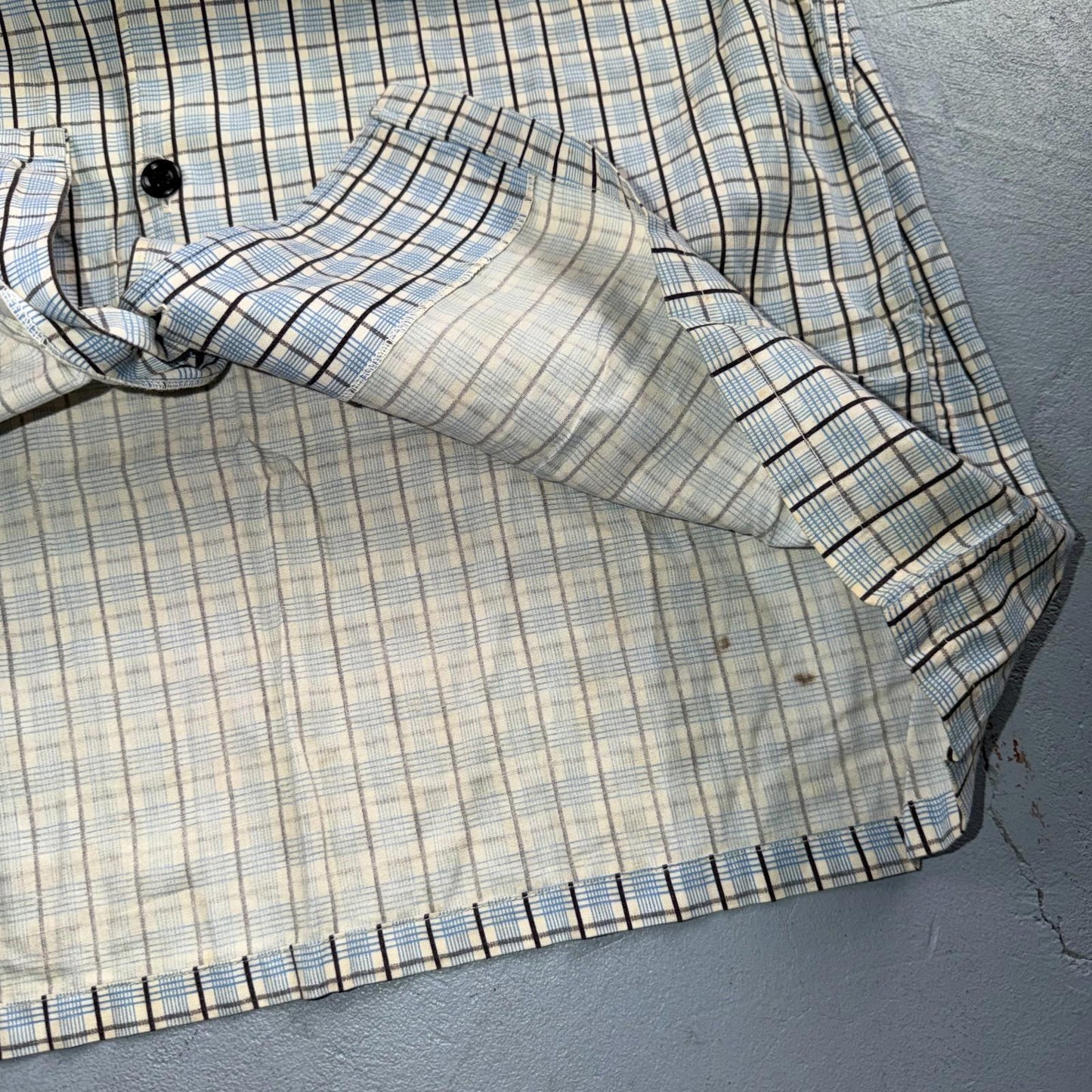 Vintage 1950s Loop Collar Truval Cotton Rockabilly Shirt Small Checkered 50s 60s
