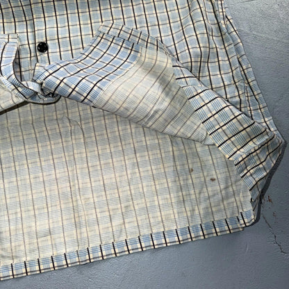 Vintage 1950s Loop Collar Truval Cotton Rockabilly Shirt Small Checkered 50s 60s