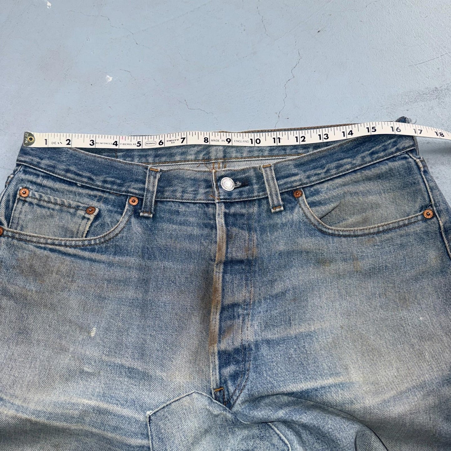 Levis 501 Vintage 80s Redline Selvedge USA XX Jeans Light Wash 36x34 Act 33x30