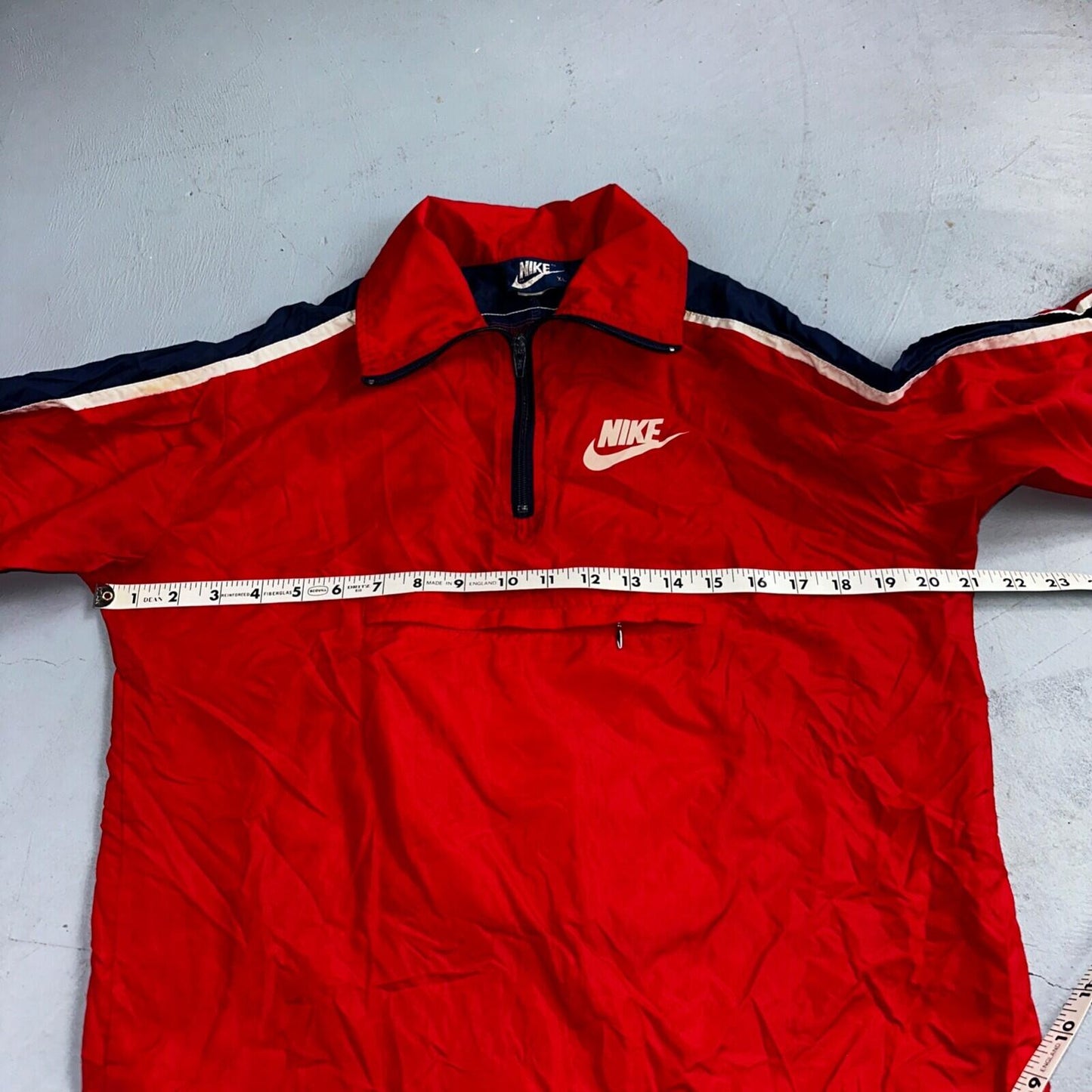 Nike 1980s Blue Tag Vintage Jacket Nylon 70s Windbreaker Running Front Youth XL