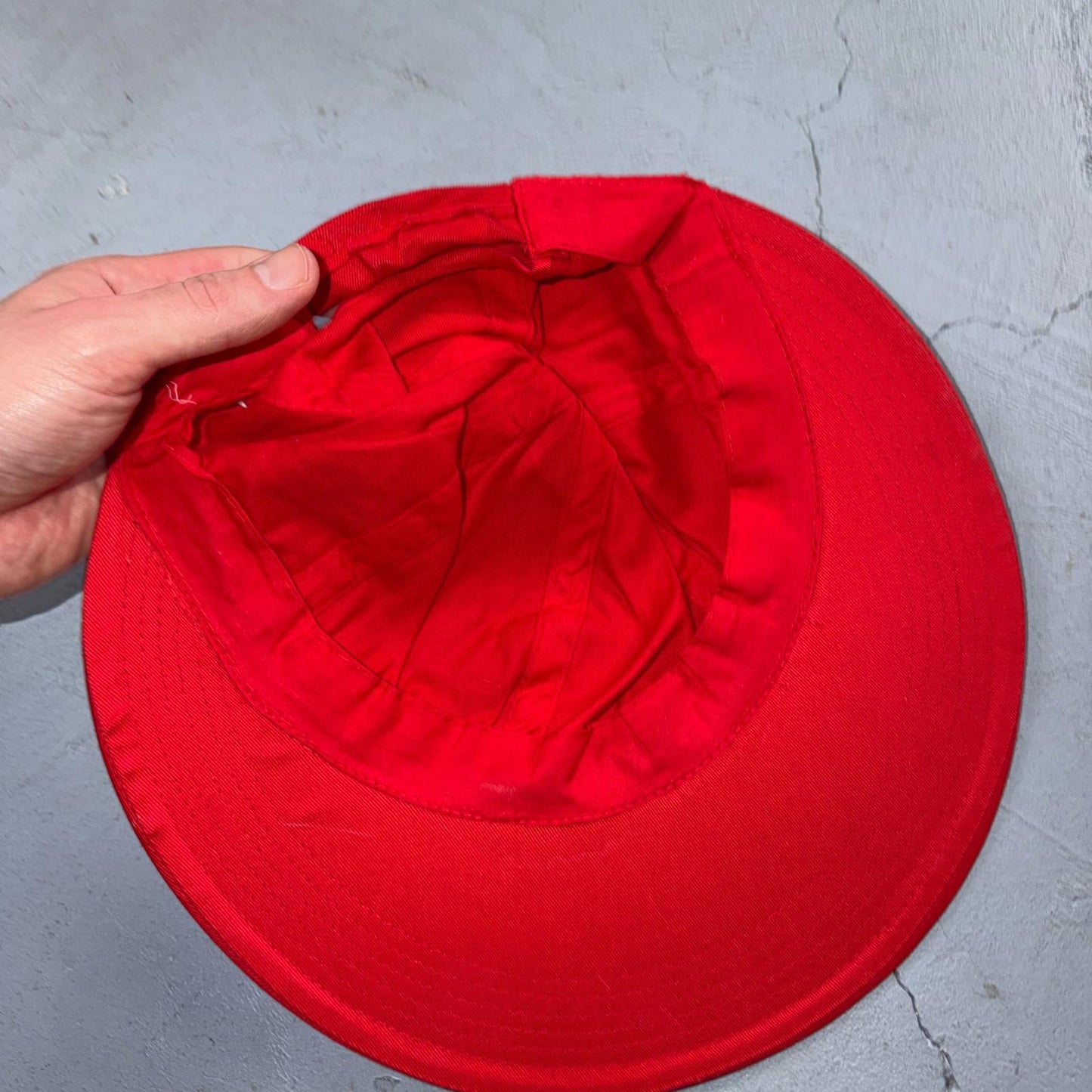 Women Hat Sun Fishing Hiking Boating Hat Red One Size Visor Brim VTG 80s