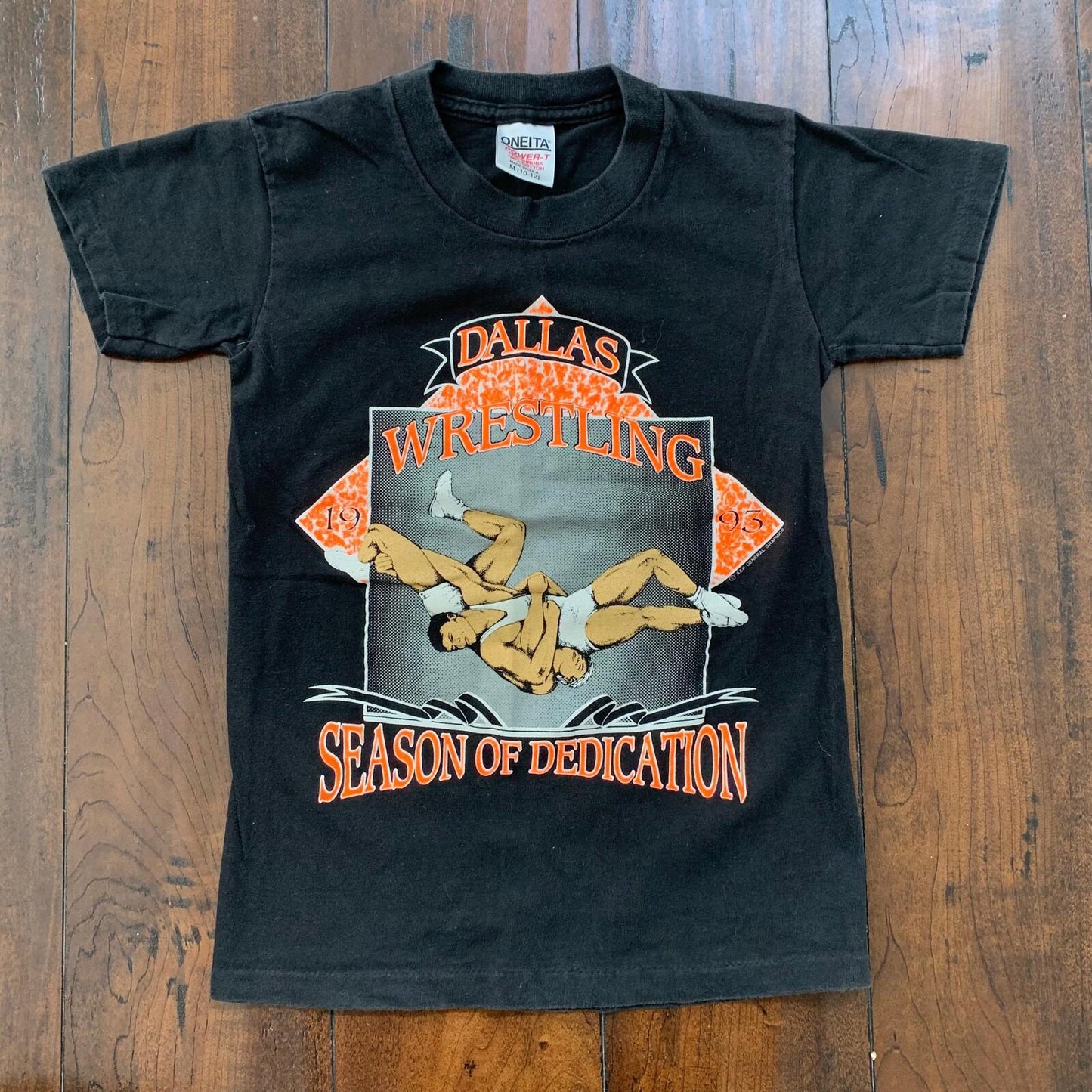 Oneita KIDS Dallas Wrestling Fight Vintage T Shirt Dallas Oregon Texas Boys M