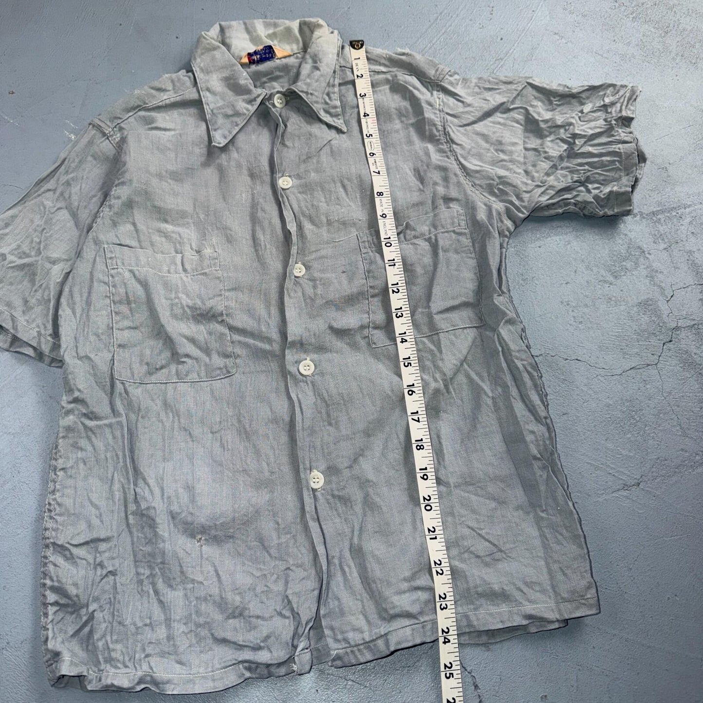 VTG 1950s Hallcrest Sportswear Button Shirt Rockabilly 50s Faded Stained Rare