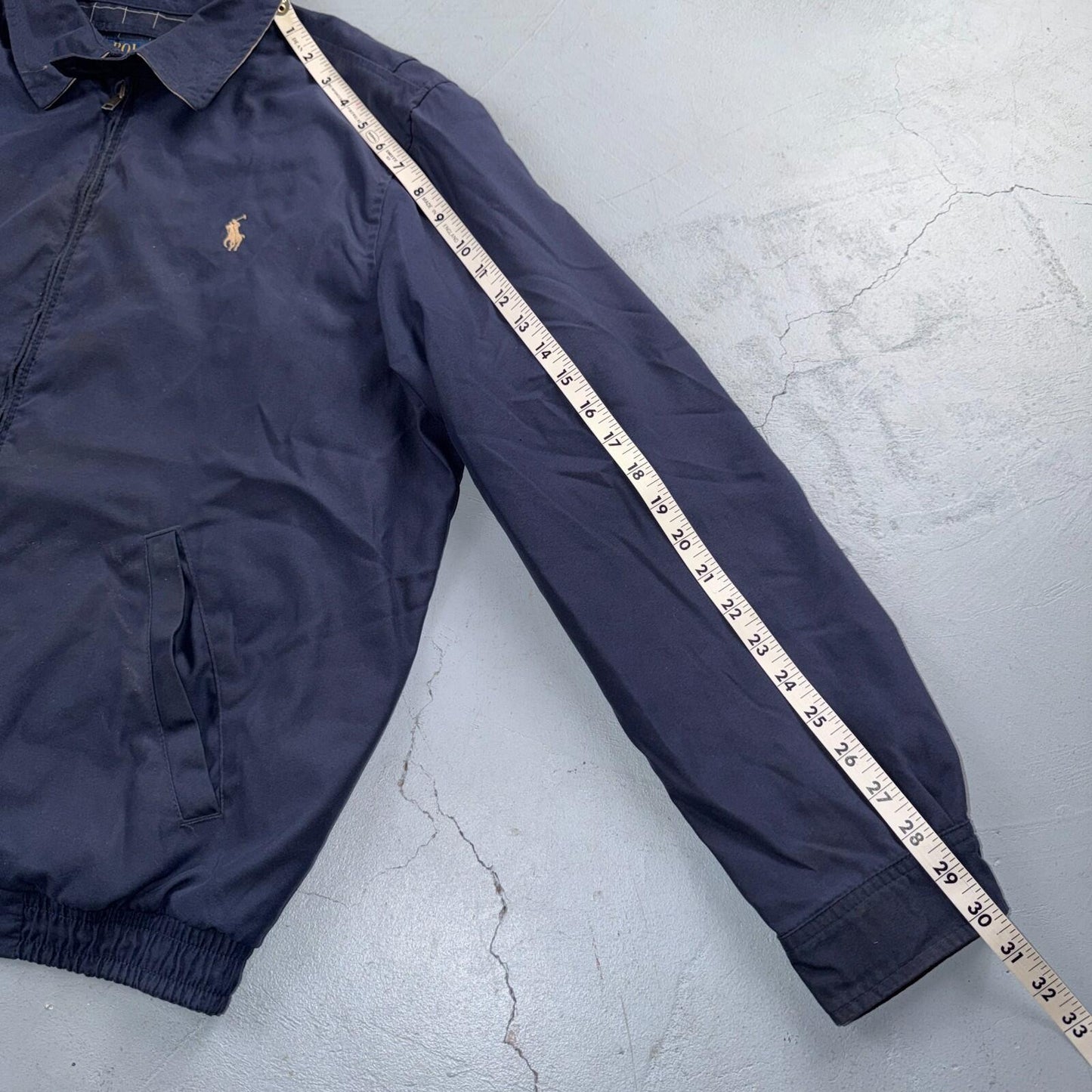 Polo Ralph Lauren Harrington Jacket Men M Solid Blue Striped Lined Y2K