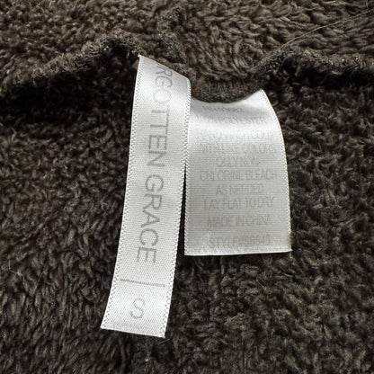 Forgotten Grace Furry Cardigan Womens Medium Green Open Front Athleisure Cozy