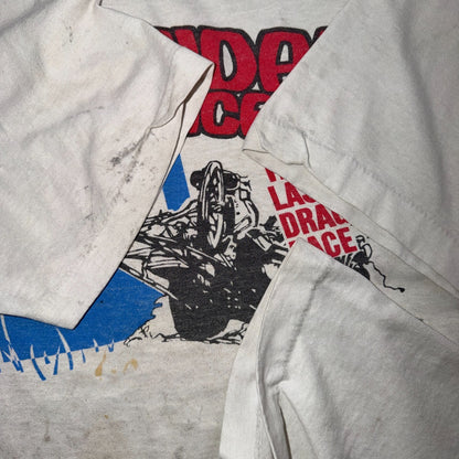 VTG Irwindale Raceway T Shirt Last Drag Race 1977 Drag Racing Graphic Thrashed