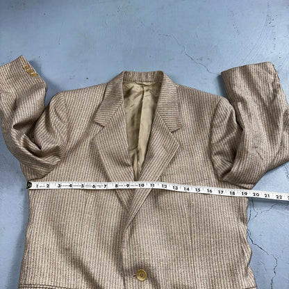 VTG Mens Suit 40S Jacket Sport Coat Rockabilly 80s 90s Wool Stripe Brown Short