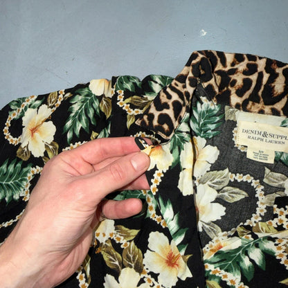 Denim & Supply Ralph Lauren Womens Button Down Blouse Top Small Tropical Floral