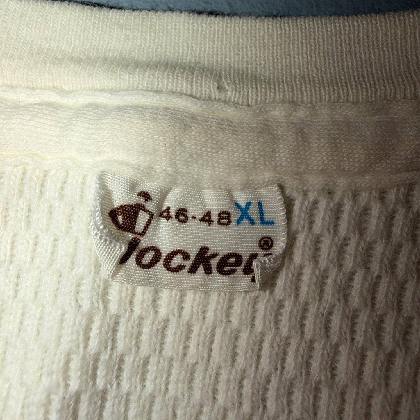 Jockey VTG 1960s Shirt Ivory Waffle Knit Thermal Underwear Long Sleeve XL