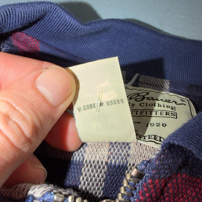Vintage Eddie Bauer Plaid Quarter Zip Cotton Sweater Men’s M Red Blue Y2K
