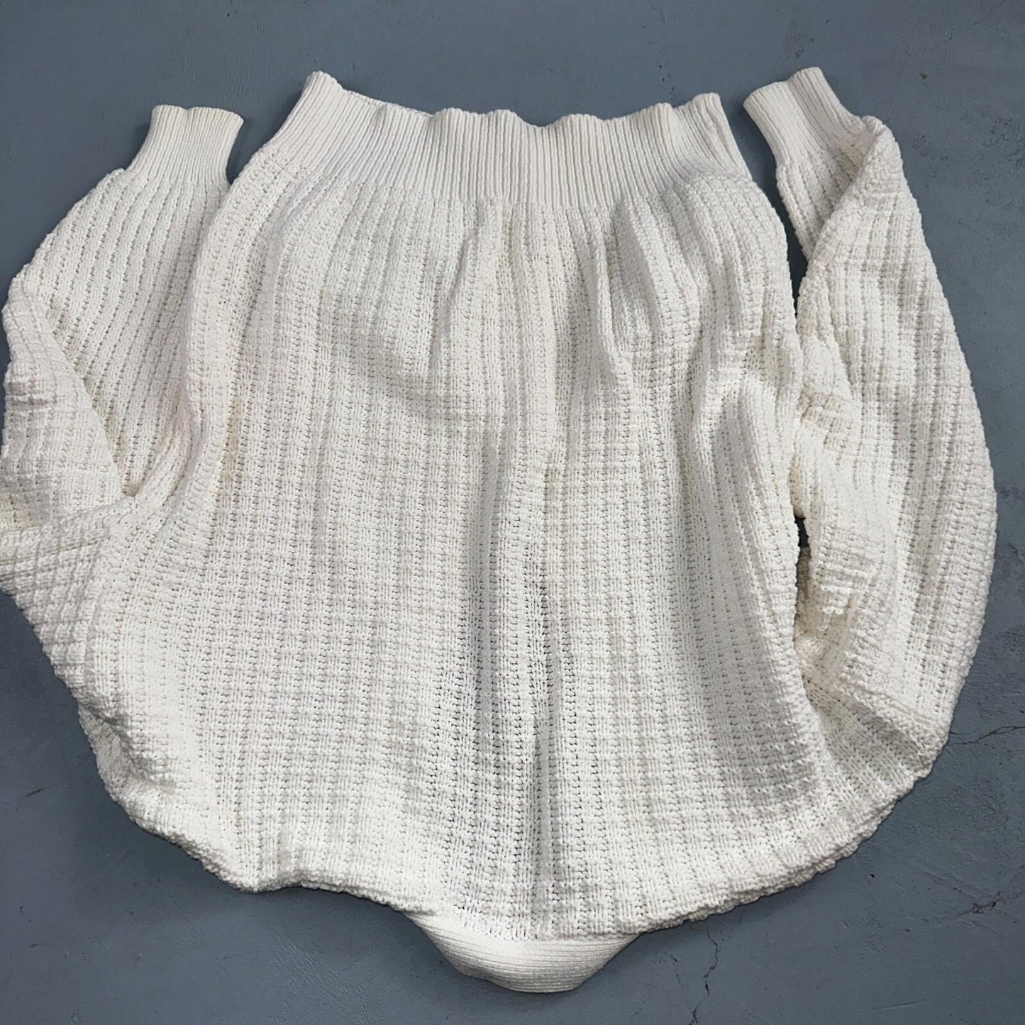 John Ashford USA VTG Sweater Mens Large Cardigan Button Front White Grandpa Core