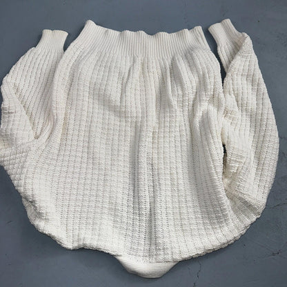 John Ashford USA VTG Sweater Mens Large Cardigan Button Front White Grandpa Core